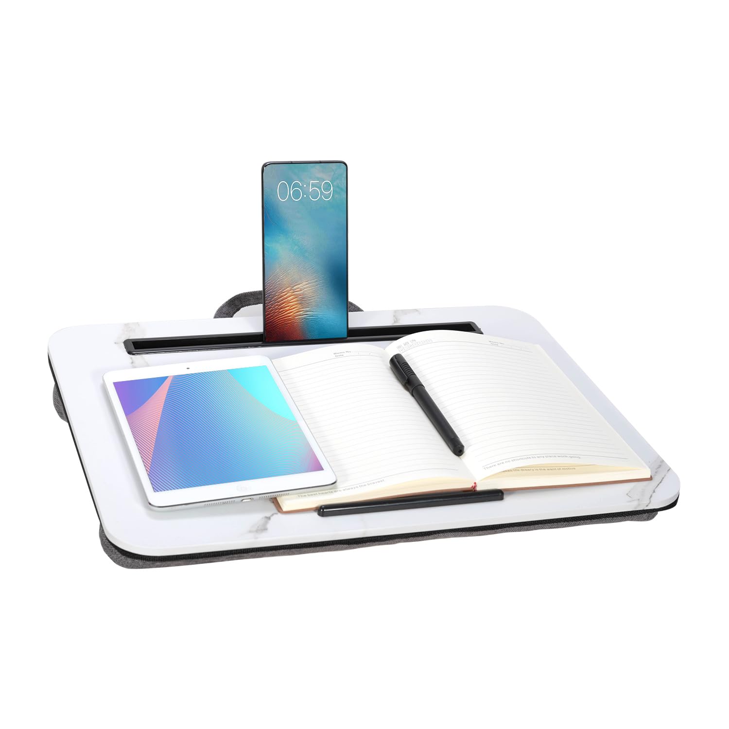 Lap Desk, Portable Laptop Desk Fits Up To 16 Laptops, With Tablet Slot, Built-In Cushion, Great For Home & Office,Lap Desk For L