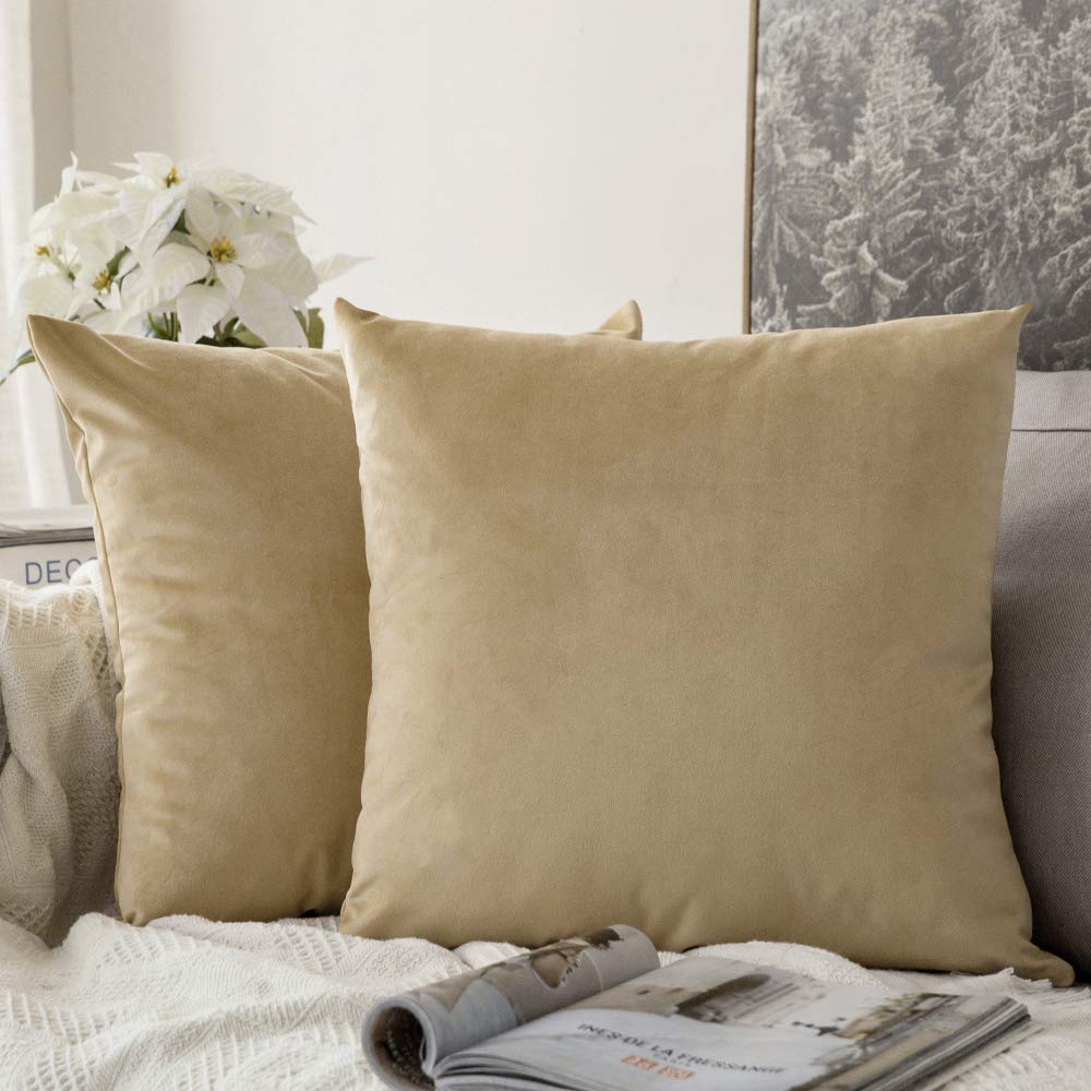 Miulee Pack Of 2, Velvet Soft Solid Decorative Square Throw Pillow Covers Set Cushion Case For Sofa Bedroom Car 18 X 18 Inch 45