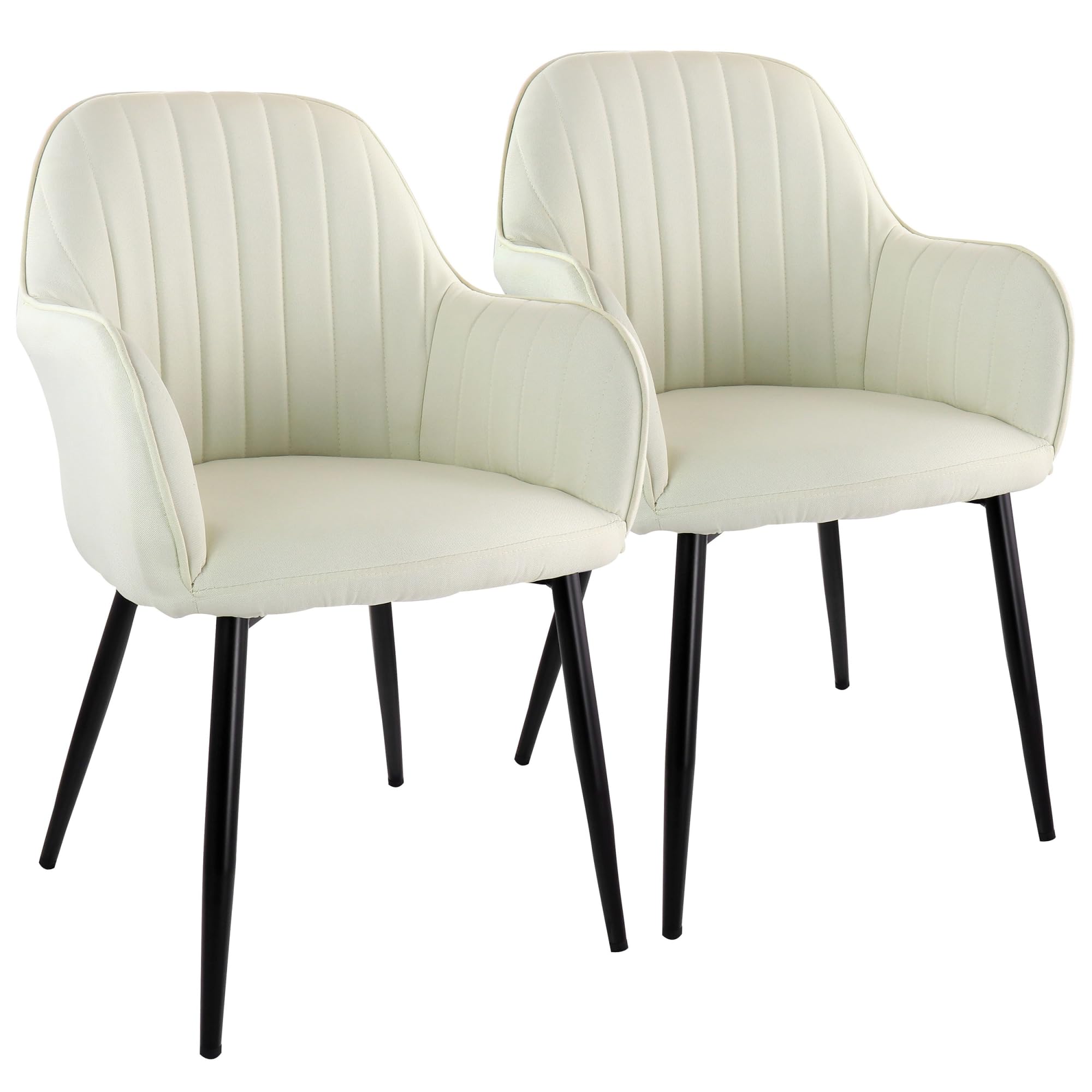 Elama Beige Fabric Tufted Chair, 2 Piece Set
