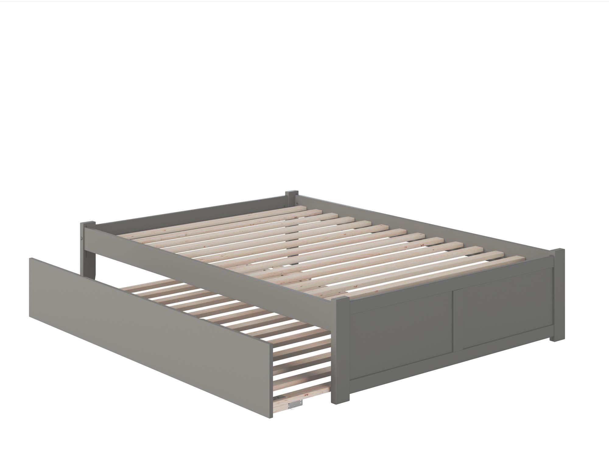 AFI Concord Queen Size Platform Bed with Footboard & Twin XL Trundle in Grey