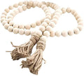 Sivya 58in Farmhouse Beads Wood Bead Garland with Tassels, Rustic Farmhouse Decor for Farmhouse Tiered Tray Farmhouse Wall Decor