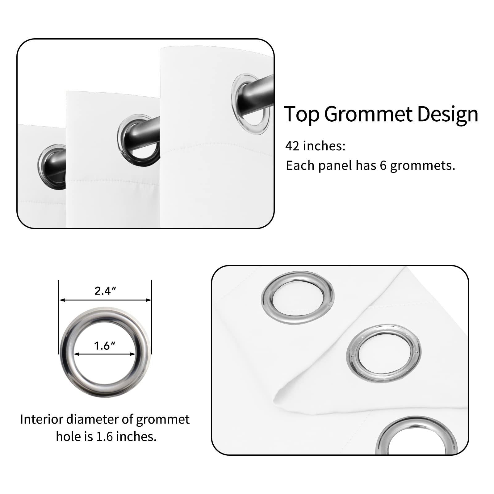 Easy-Going Blackout Curtains For Bedroom, Solid Thermal Insulated Grommet And Noise Reduction Window Drapes, Room Darkening Curtains For Living Room, 2 Panels (42X45 In, White)