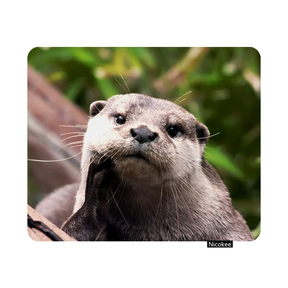 Nicokee Gaming Mouse Pad Giant River Otter Looking At Camera Costa Rica Non-Slip Rubber Mouse Pad For Computers, Laptop, Office,