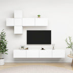 vidaXL TV Cabinet Set 7 Piece Home Living Room Bedroom Furniture HiFi Stereo Cabinet TV Stand Media Unit Entertainment Center Engineered Wood White