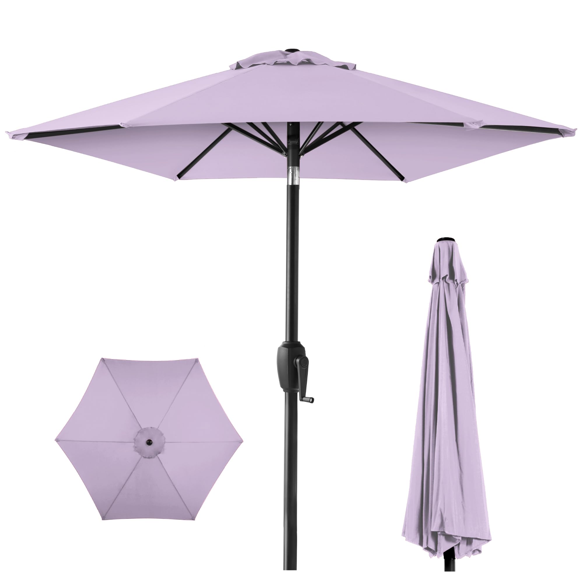 Best Choice Products 7.5ft Heavy-Duty Round Outdoor Market Table Patio Umbrella w/Steel Pole, Push Button Tilt, Easy Crank Lift 