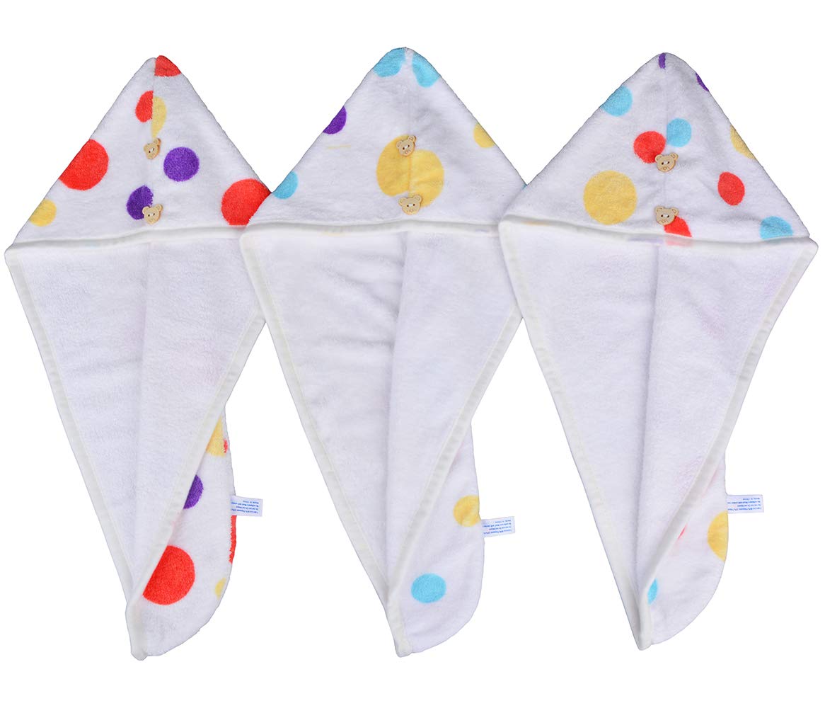 HOPESHINE Microfiber Hair Towel Wrap Small Size for Little Girl 3-Pack Super Absorbent Magic Instant Hair Drying Towels for Kids