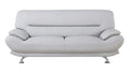 Benjara Faux Leather Upholstered Wooden Sofa with Tufted Cushioned Back, Light Gray and Silver