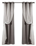 Lush Decor Sheer Grommet Curtains With Insulated Blackout Lining, Window Curtain Panels, Pair, 38''W x 95''L, Dark Gray - Curtai
