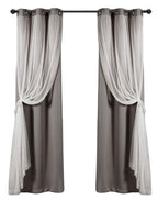 Lush Decor Sheer Grommet Curtains With Insulated Blackout Lining, Window Curtain Panels, Pair, 38''W x 95''L, Dark Gray - Curtai
