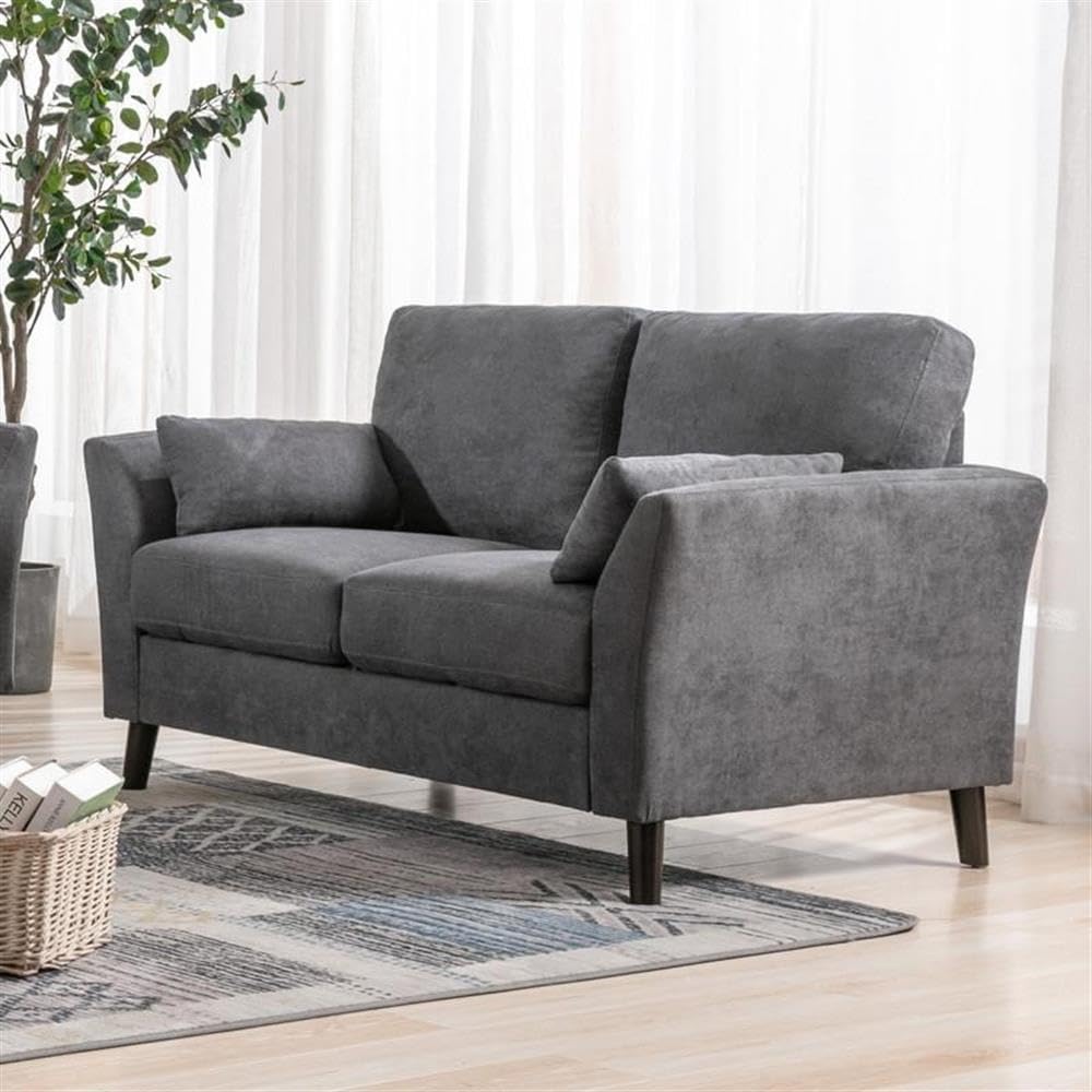 Lilola Home Damian Gray Velvet Fabric Loveseat