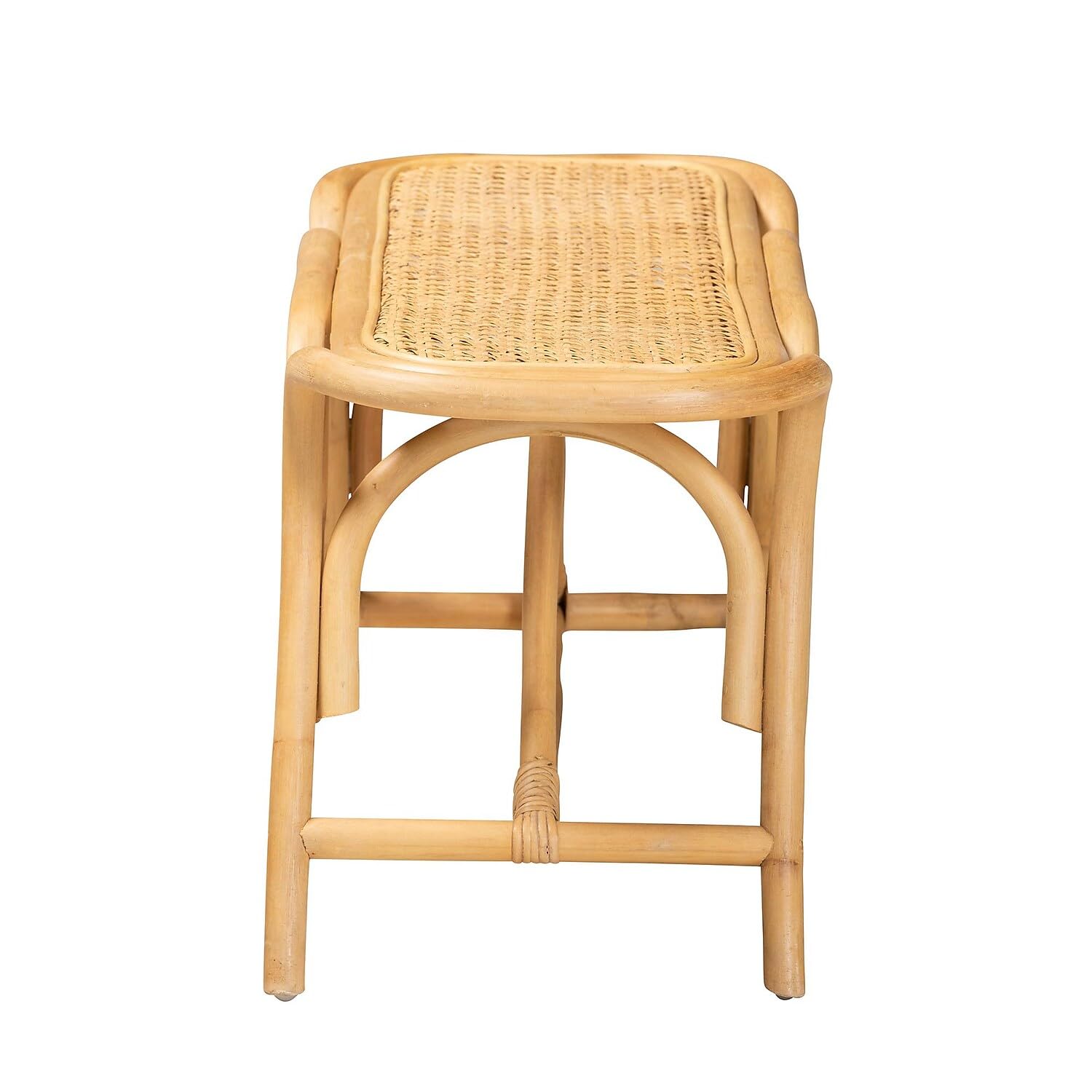 Bali & pari Septa Modern Bohemian Natural Brown Rattan Accent Bench