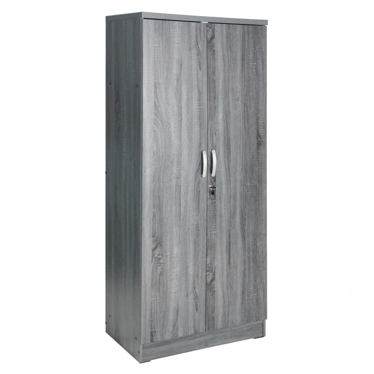 Better Home Products Harmony Wood Two Door Armoire Wardrobe Cabinet in Gray