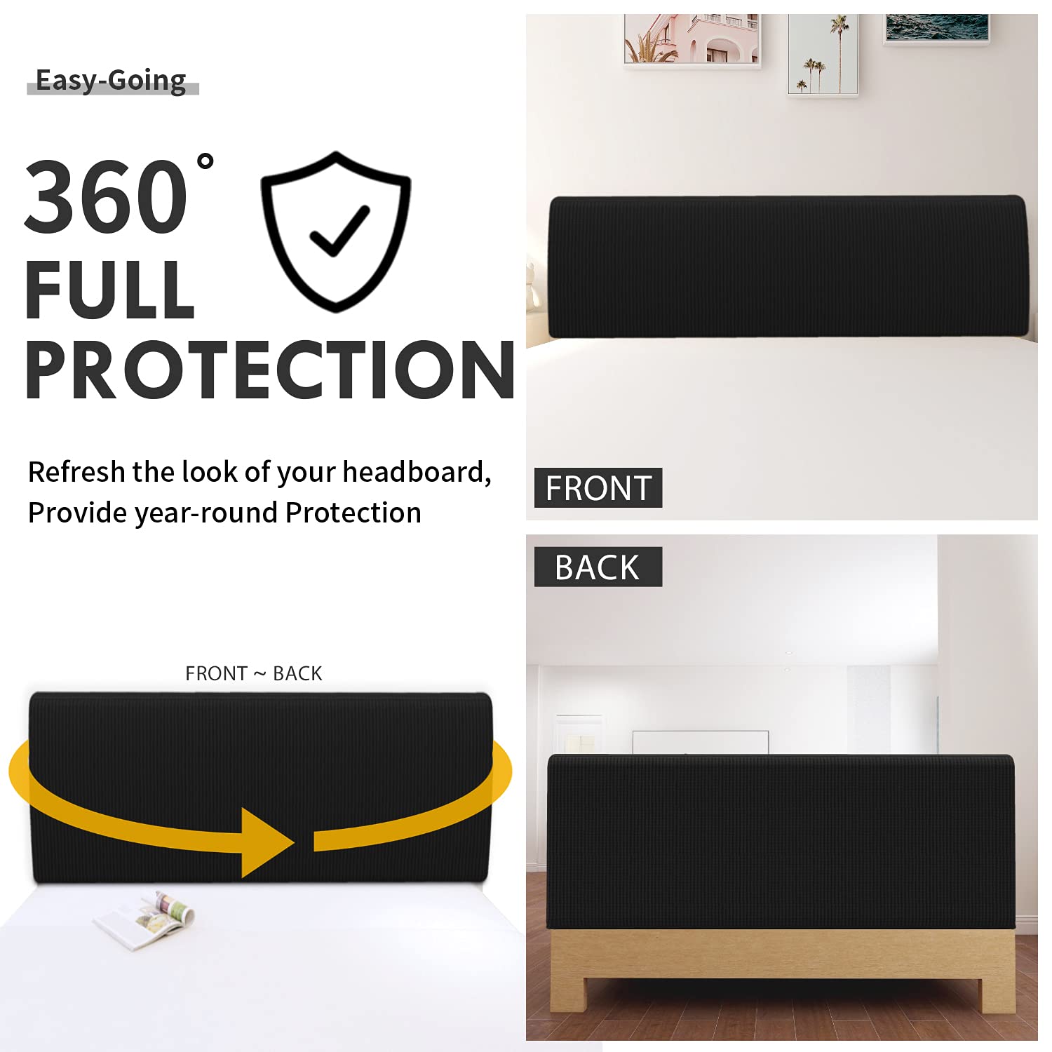Easy-Going Stretch Bed Headboard Slipcover, Small Square Jacquard Furniture Cover, Dustproof Protector Cover For Bedroom Decor (
