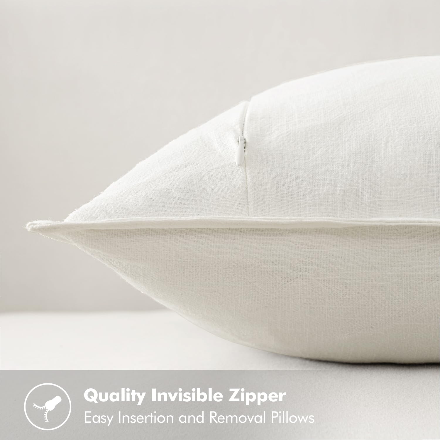 Miulee Linen Pillow Covers 16X16 Inch Cream White ?Decorative Boho Farmhouse? ?Neutral Throw Pillows Pack Of 2 Soft Accent Couch Pillowcases Spring Modern Home Decor For Sofa Cushion Livingroom Bed