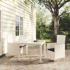 vidaXL Patio Dining Set 3 Piece with Cushions Garden Outdoor Terrace Balcony Dinner Table and Chair Seat Seating Furniture Poly Rattan White