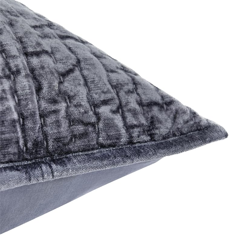 Kosas Home Dimitry 26x26 Velvet and Solid Cotton Euro Sham in Sea Fog Blue