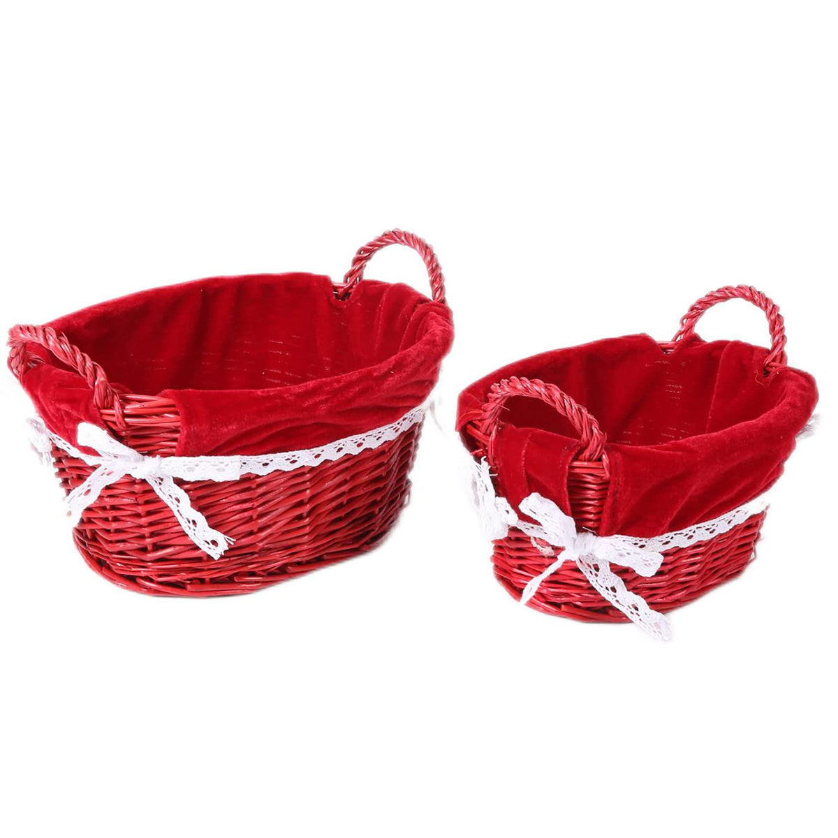 YRHOME Wicker Storage Baskets Oval Woven Basket with Handle Liner for Shelf Decorative Empty Gift Baskets Decor