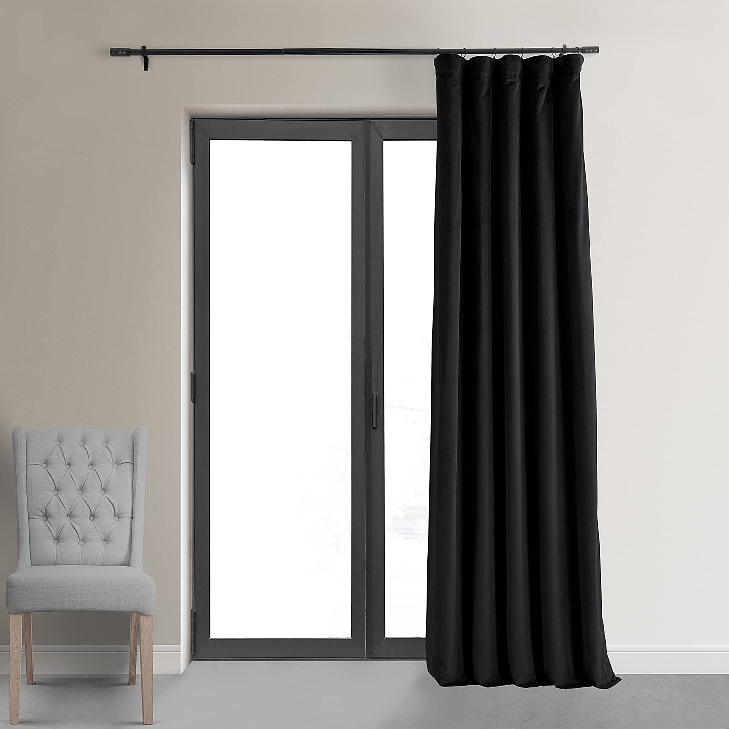 Hpd Half Price Drapes Signature Velvet Thermal Blackout Curtains For Living Room 96 Inch Long (1 Panel) Rod Pocket Insulated Blackout Curtains For Bedroom Window Curtains, 50W X 96L, Warm Black