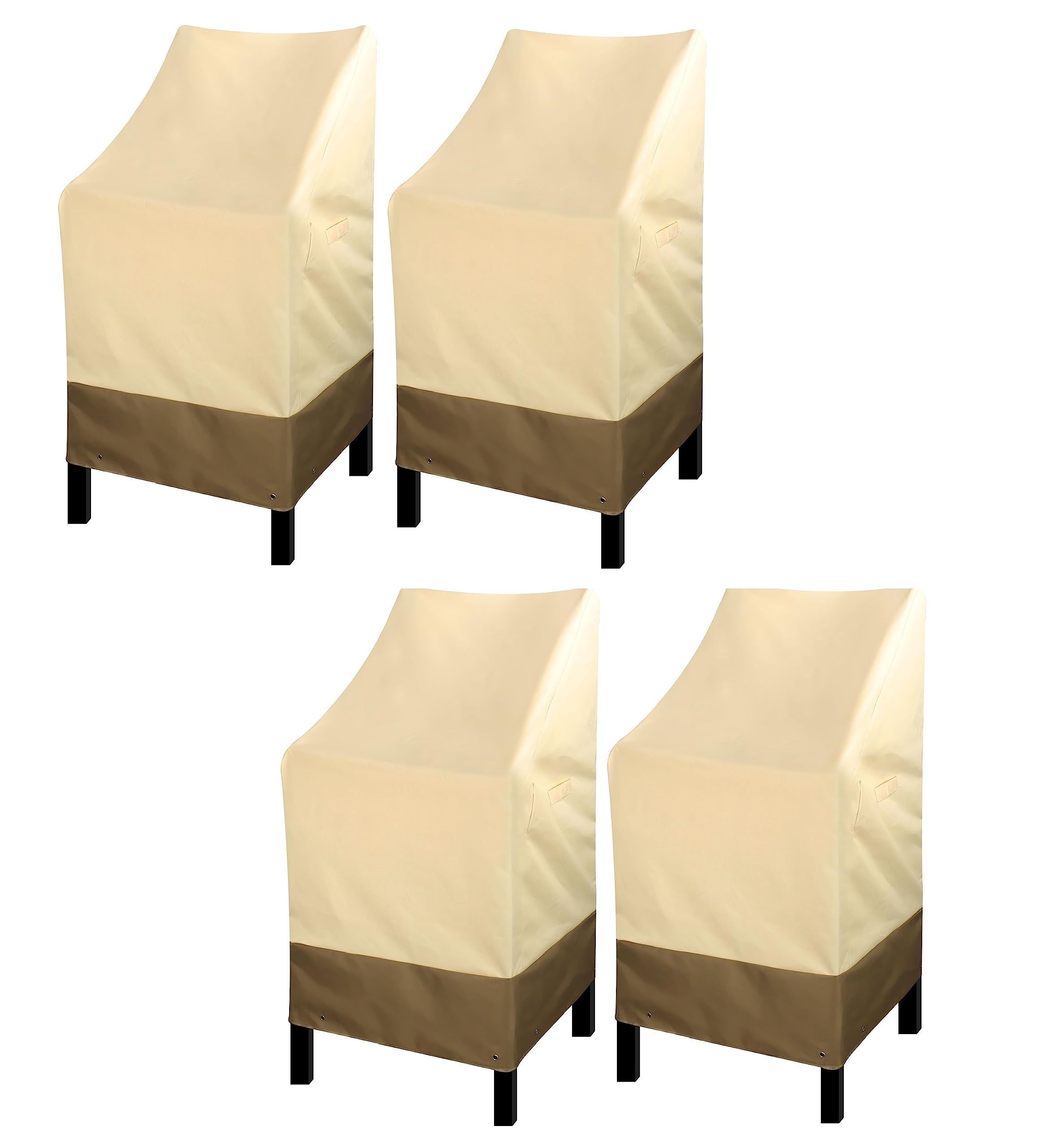 Rosielily High Back Patio Chair Covers Waterproof Heavy Duty Stackable Outdoor Bar Stool Cover Patio Furniture Covers Outside Lounge Deep Seat Covers, High Back-4 Pack Beige