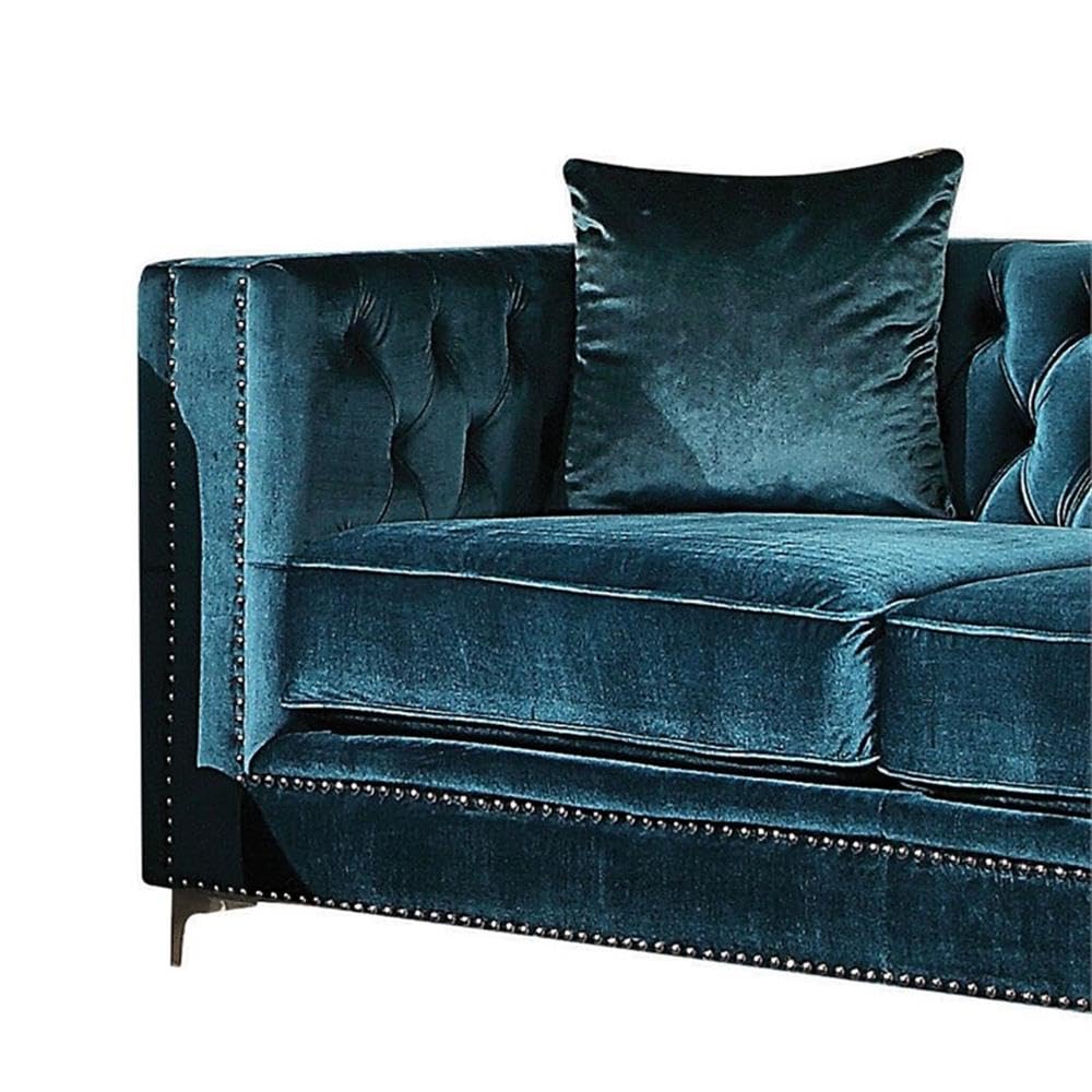 Acme Gillian Velvet Tufted Upholstered Tuxedo Loveseat - Thumbnail 4