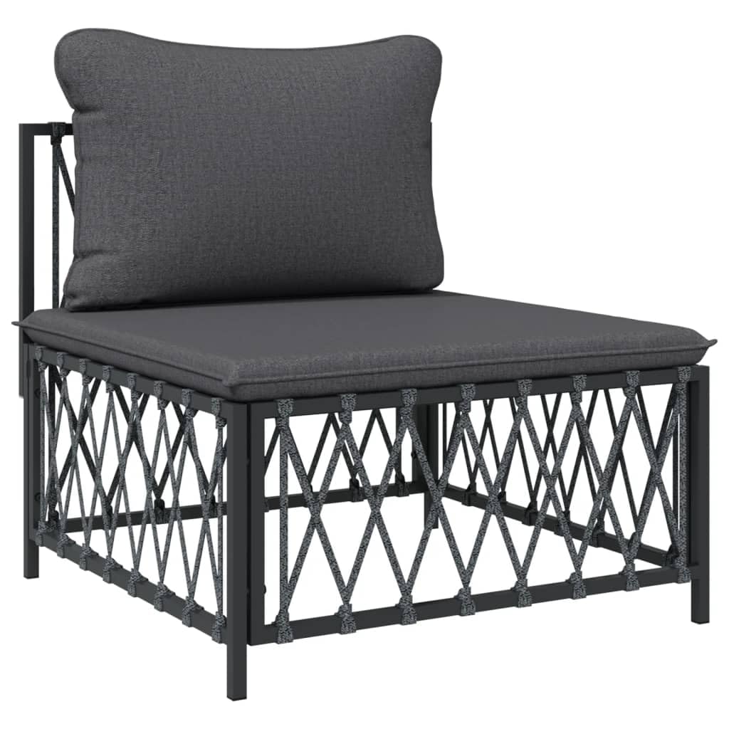 vidaXL Patio Furniture Set 5 Piece, Sectional Sofa with Cushions, Patio Lounge Set for Outdoor Garden Lawn Backyard, Anthracite Steel