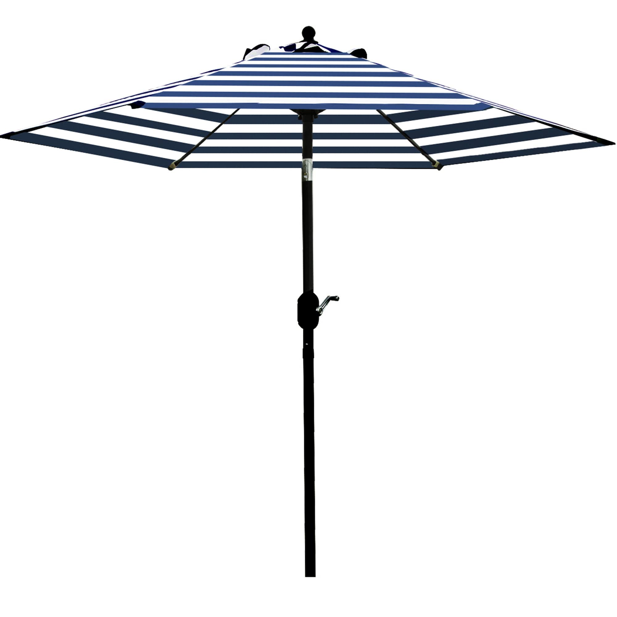 Sunnyglade 7.5' Patio Umbrella Outdoor Table Market Umbrella With Push Button Tilt/Crank, 6 Ribs (Blue And White)