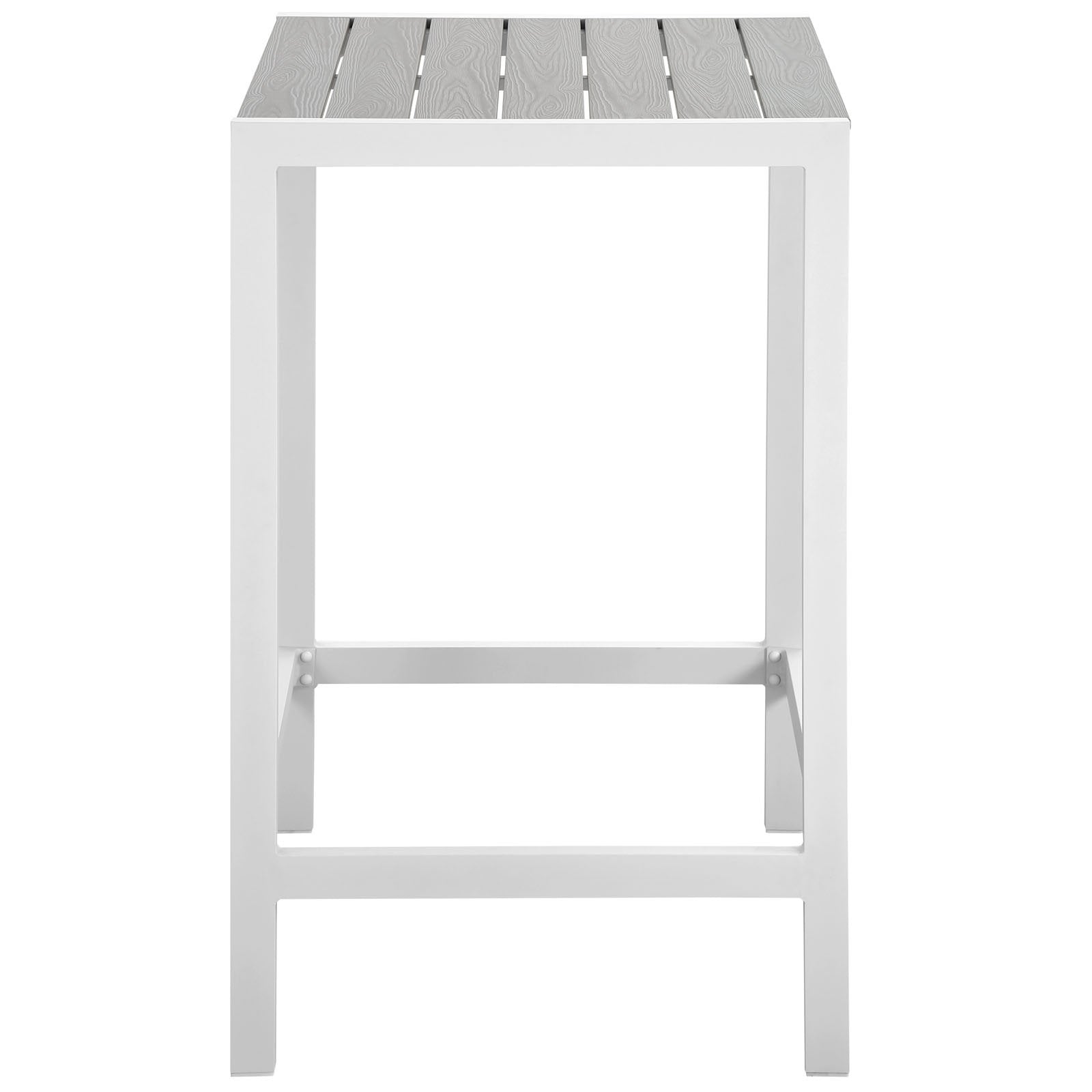 Modway Maine Aluminum Outdoor Patio Bar Table in White Light Gray