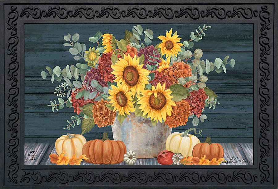 Briarwood Lane Sunflowers And Hydrangeas Fall Doormat Floral Pumpkins 30' X 18'