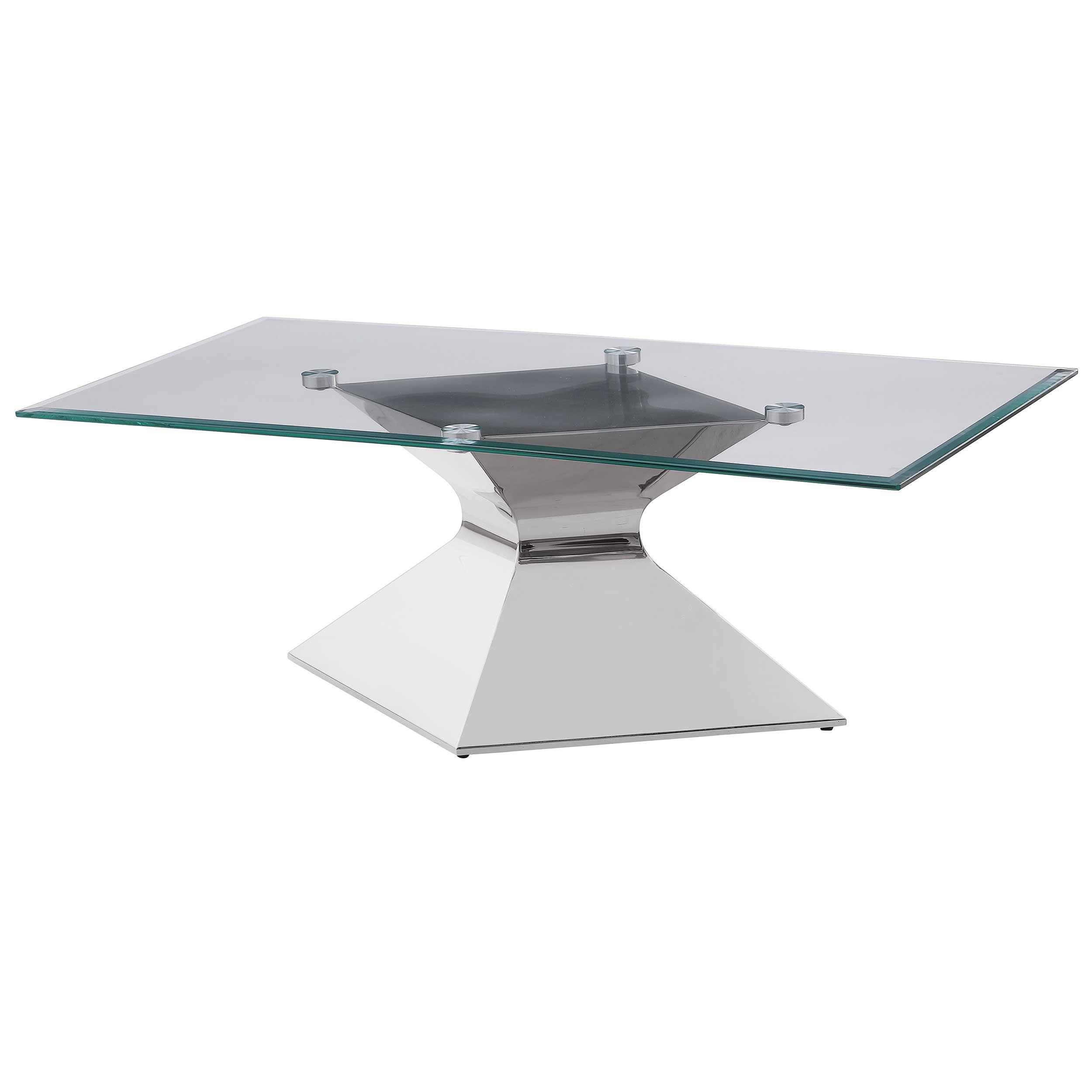 Coaster Home Furnishings Jenny Glass Top Stainless Steel Coffee Table Chrome