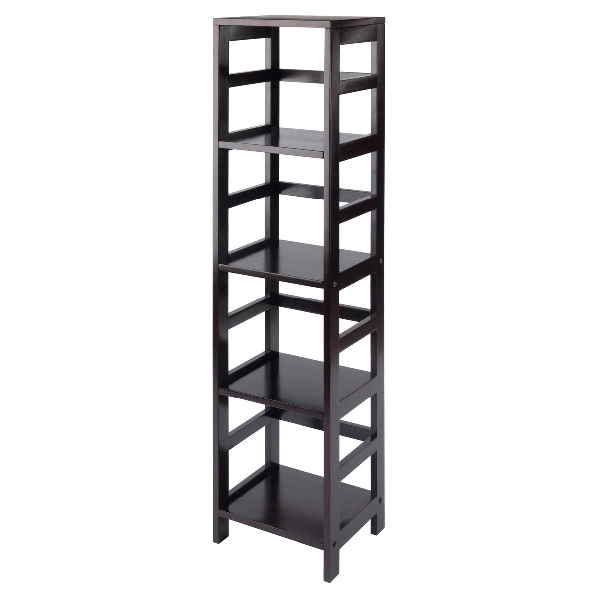 Winsome Leo 4-Tier Storage Shelf, for Living Room, Home Office, Bedroom, Espresso