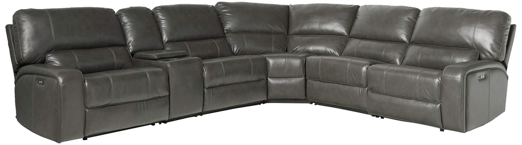 Acme Saul Faux Leather Sectional Sofa with 2 Reclining Seats in Gray