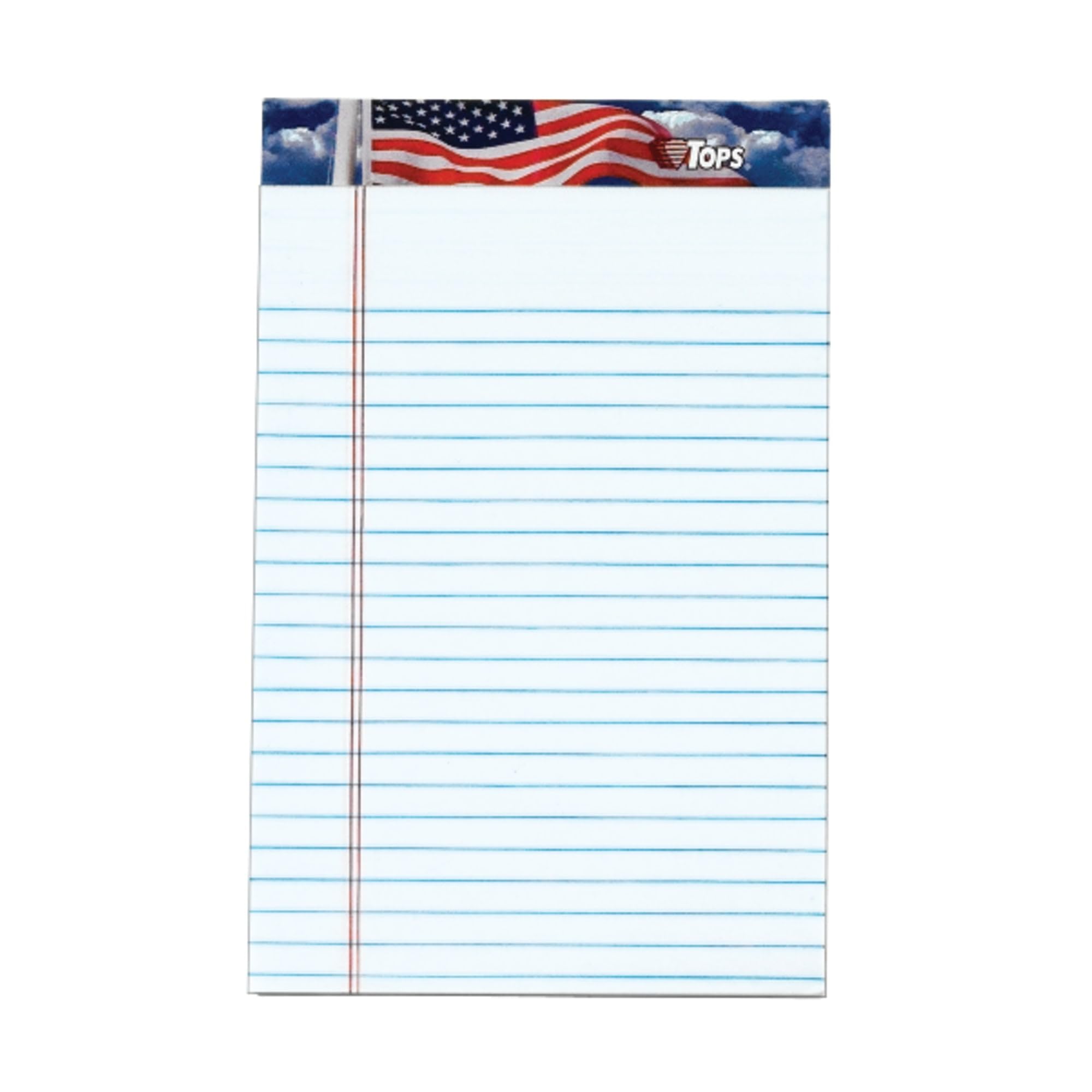 Tops 75101 American Pride Writing Pad, Narrow, 5 X 8, White, 50 Sheets (Pack Of 12)