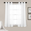 Lush Decor Farmhouse Textured Grommet Sheer Window Curtain Panel Pair, 38'W X 63'L, Bleach White