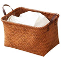 Cabilock Woven Storage Basket with Handles Rectangular Toy and Laundry Organizer Portable Seagrass Style Wicker Basket for Home 