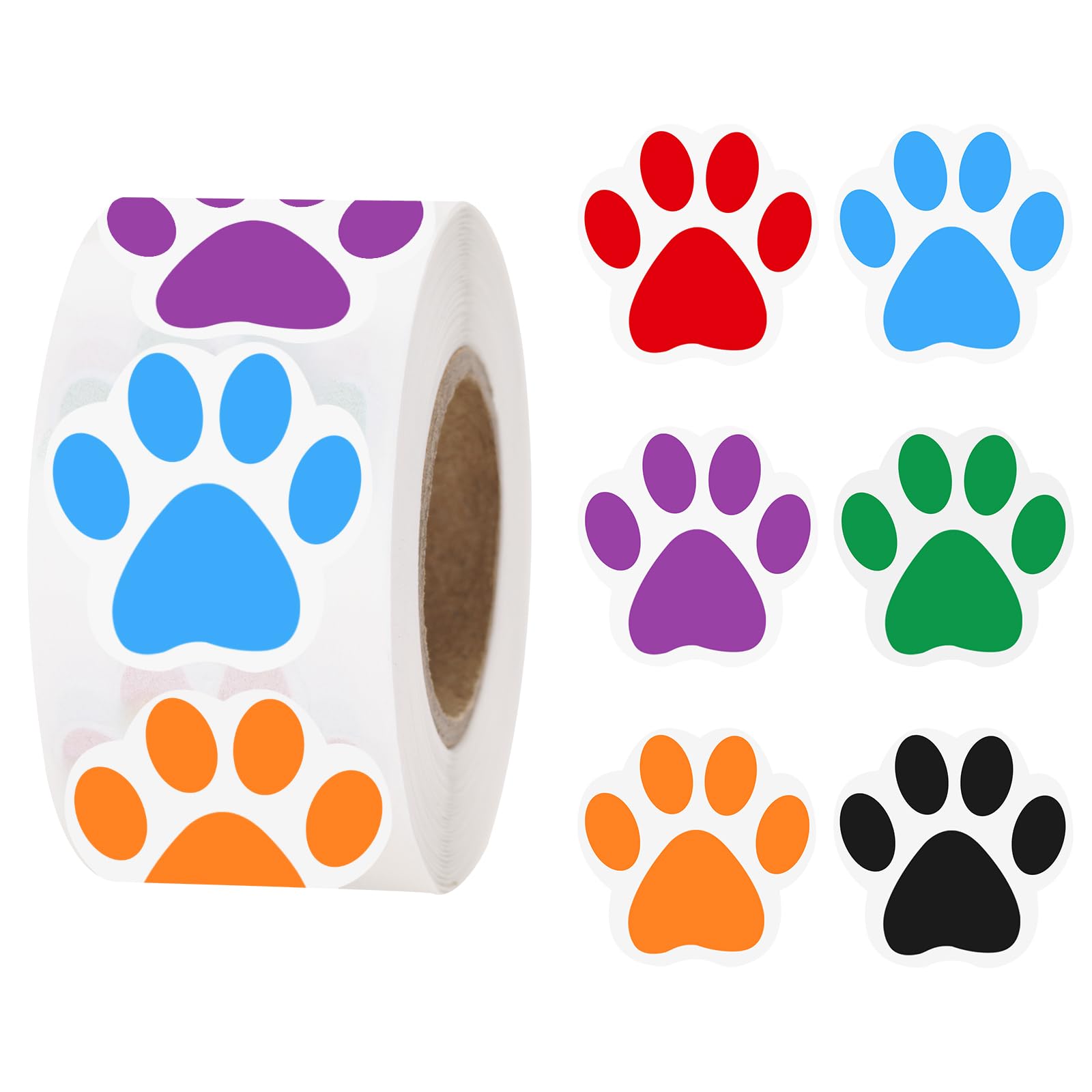 Anwyll Paw Stickers,Paw Prints Stickers,500Pcs 1Inch Puppy Dog Bear Paw Prints Stickers,Self-Adhesive Colorful Paw Patrol Sticke