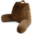 Milliard Reading Pillow With Shredded Memory Foam, Large Adult Backrest With Arms, Back Support For Sitting Up In Bed With Washable Cover (Sit Up Pillow) Brown