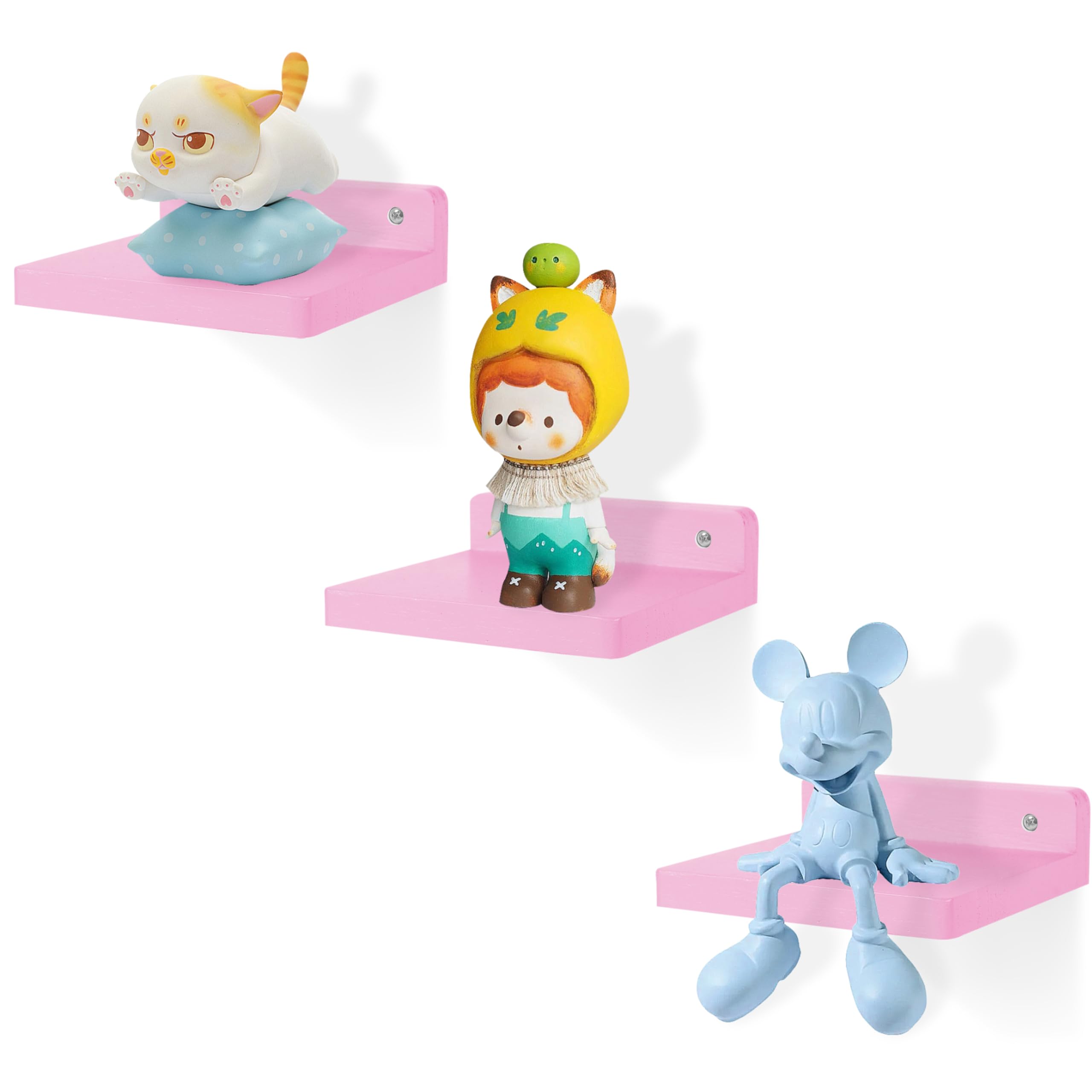 Niubest Small Floating Shelf,5 Inch Mini Shelves,Set Of 3 Small Wall Shelf For Bedroom Living Room Bathroom Kitchen Office,Pink Room Decor