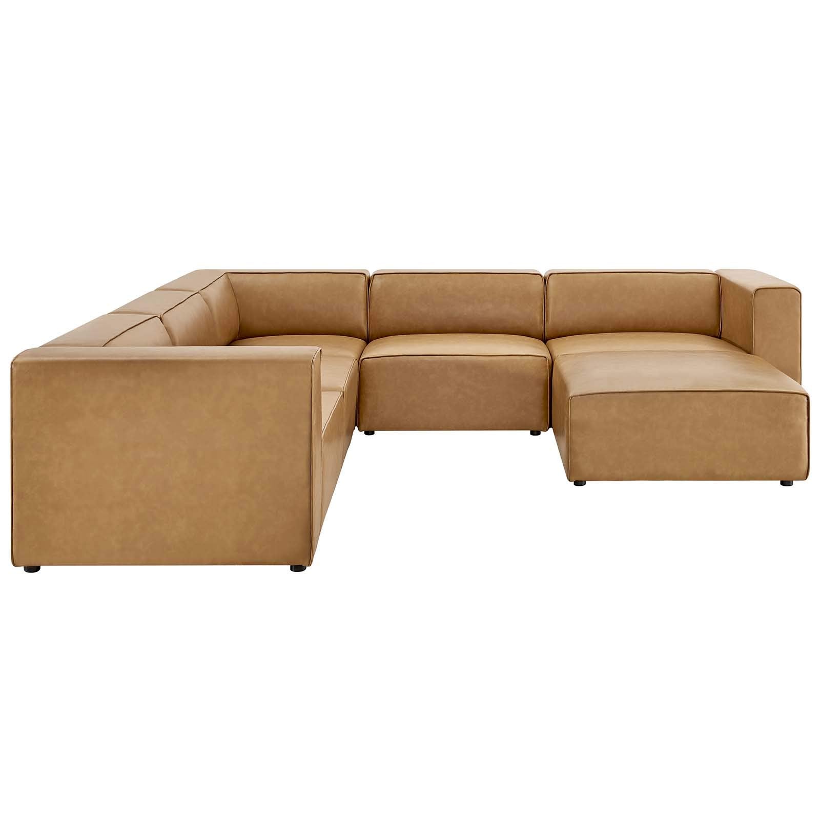 Modway Mingle Vegan Leather 6-Piece Furniture Set in Tan