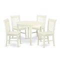East West Furniture BONO5-LWH-W 5 Piece Dining Set Includes a Round Dinner Table and 4 Kitchen Dining Chairs, 42x42 Inch, Linen White
