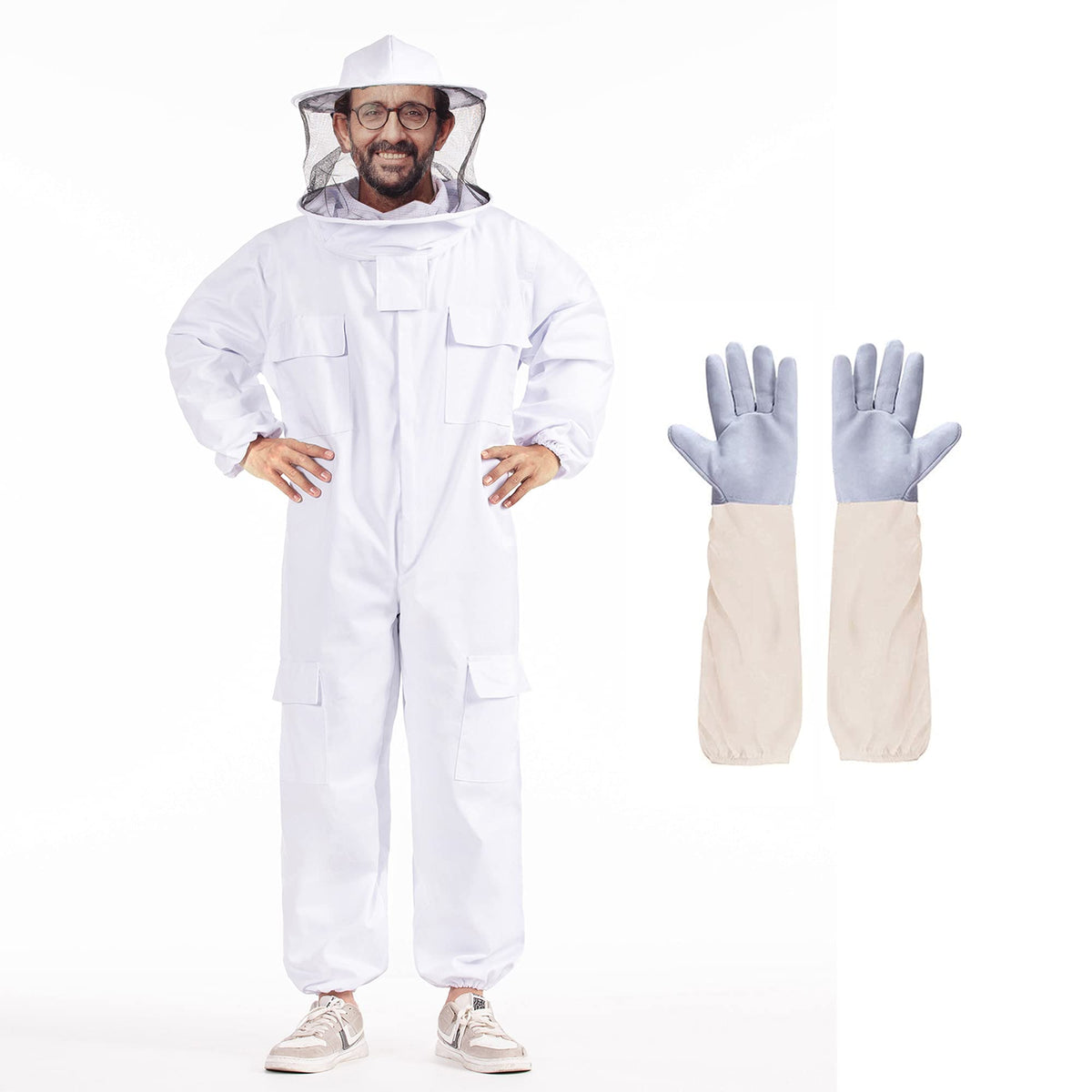 Professional Bee Suit For Men Women Wihth Round Veil, Beekeeping Suit With Glove, Beekeeper Suit Bee Outfit