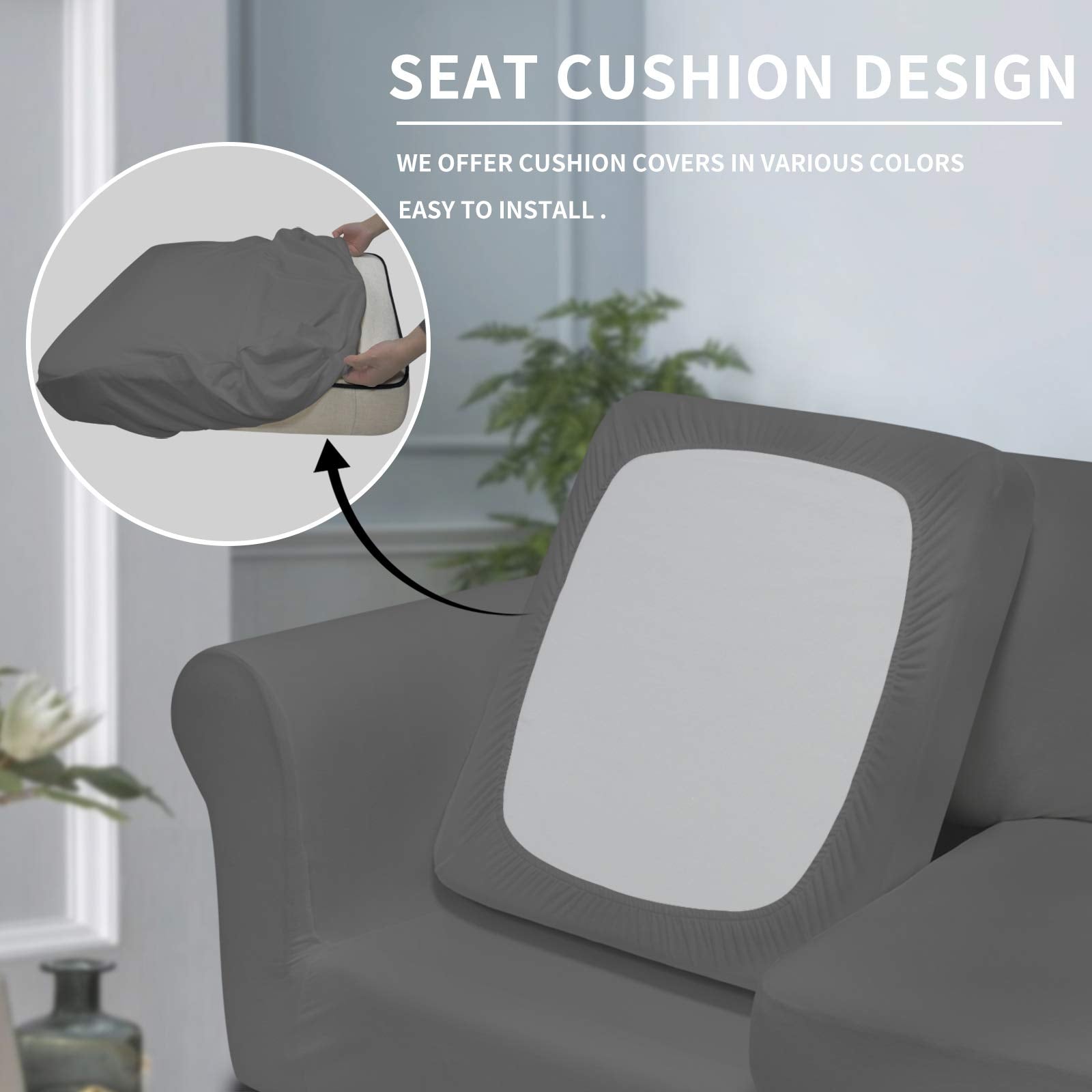 Easy-Going 4 Pieces Oversized Stretch Soft Couch Cover For Dogs - Washable Sofa Slipcover For 3 Separate Cushion Couch - Elastic Furniture Protector For Pets, Kids Grey