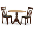 East West Furniture DLCA3-MAH-LC Dublin 3 Piece Set Contains a Round Dining Table with Dropleaf and 2 Faux Leather Kitchen Room Chairs, 42x42 Inch, Mahogany