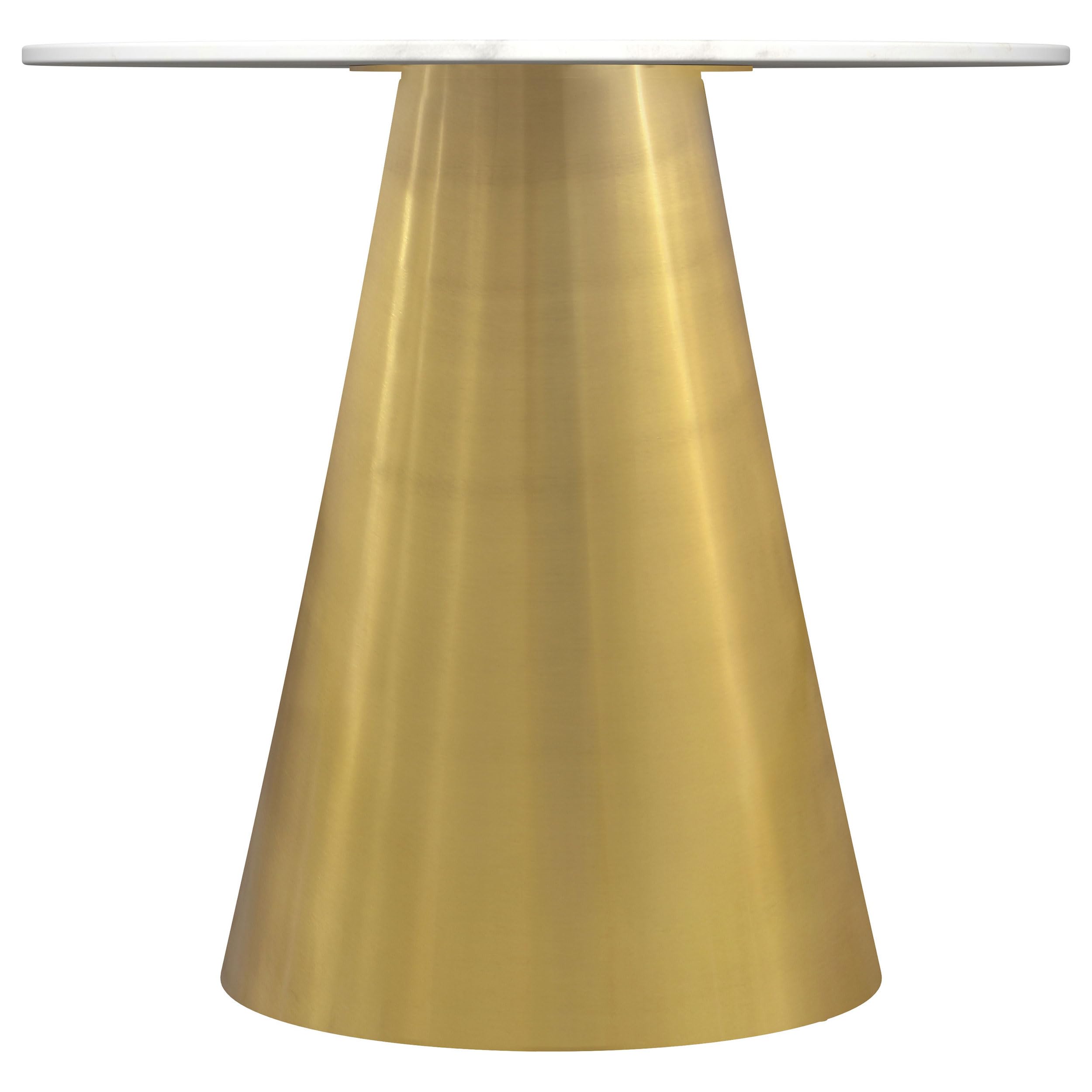 Coaster Home Furnishings Avon Round End Table with White Marble Top and Stainless Steel Gold Base