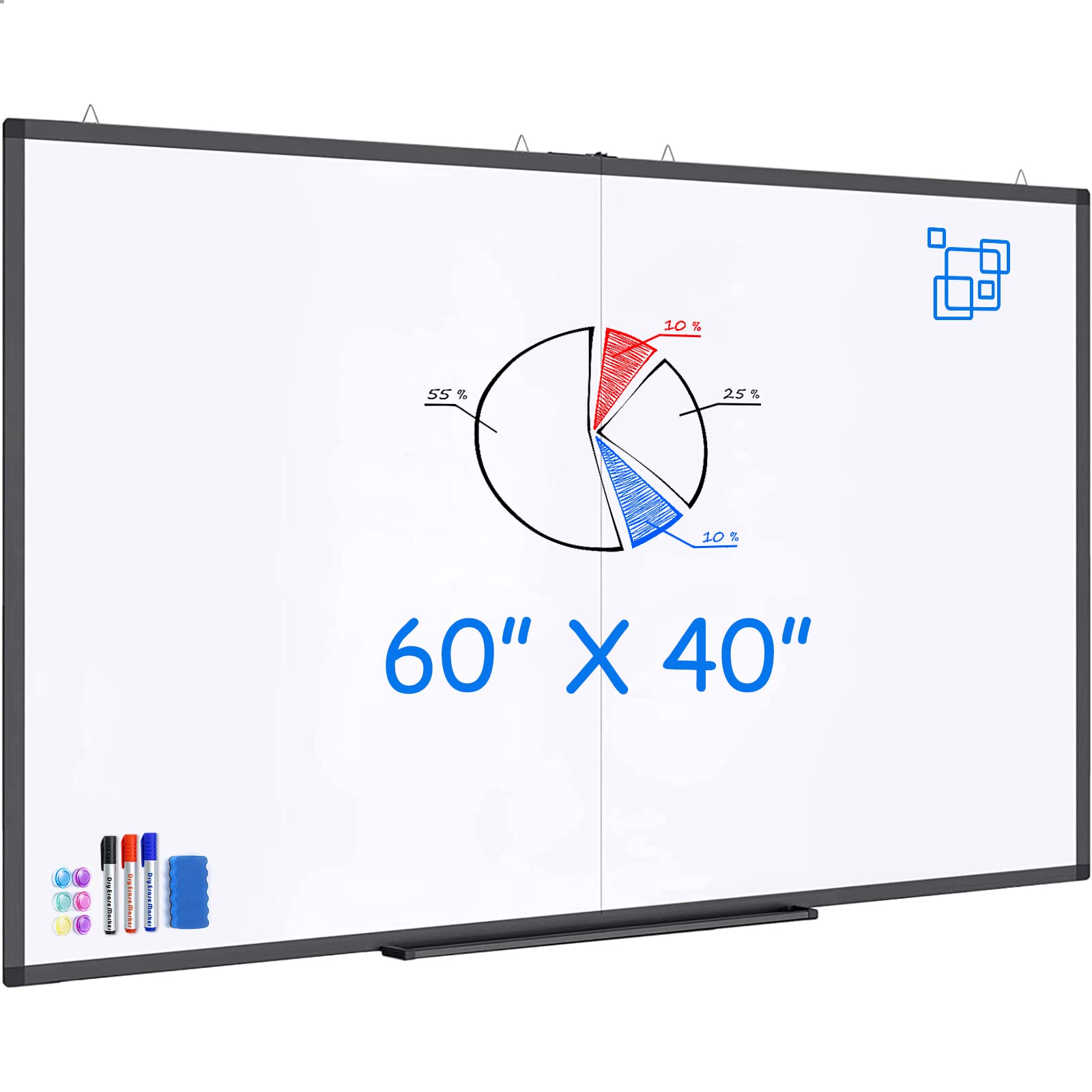 Magnetic Dry Erase Board 96 X 48 Inches, Maxtek 4' X 8' Whiteboard For Wall, Large White Board Dry Erase Foldable Wall-Mounted