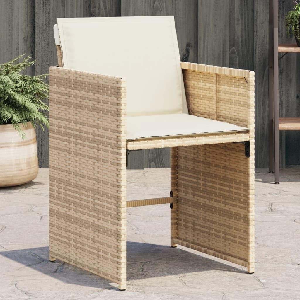 vidaXL Garden Chairs with Cushions 4 Pieces Beige Polyrattan
