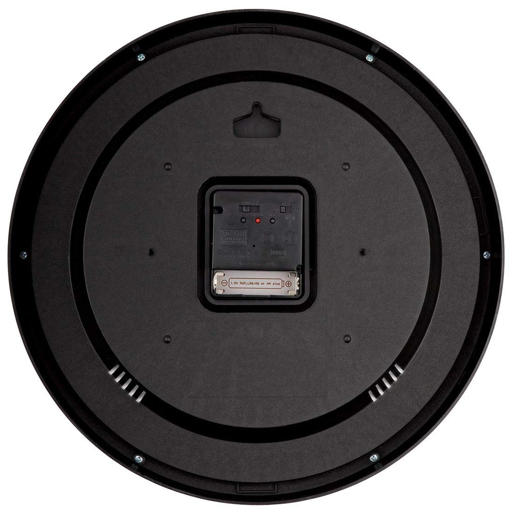 Adalene 10 Inch Large Atomic Wall Clock - Black Wall Clock Atomic - Battery Operated Wall Clock For Office, Kitchen, Bedroom, Ba