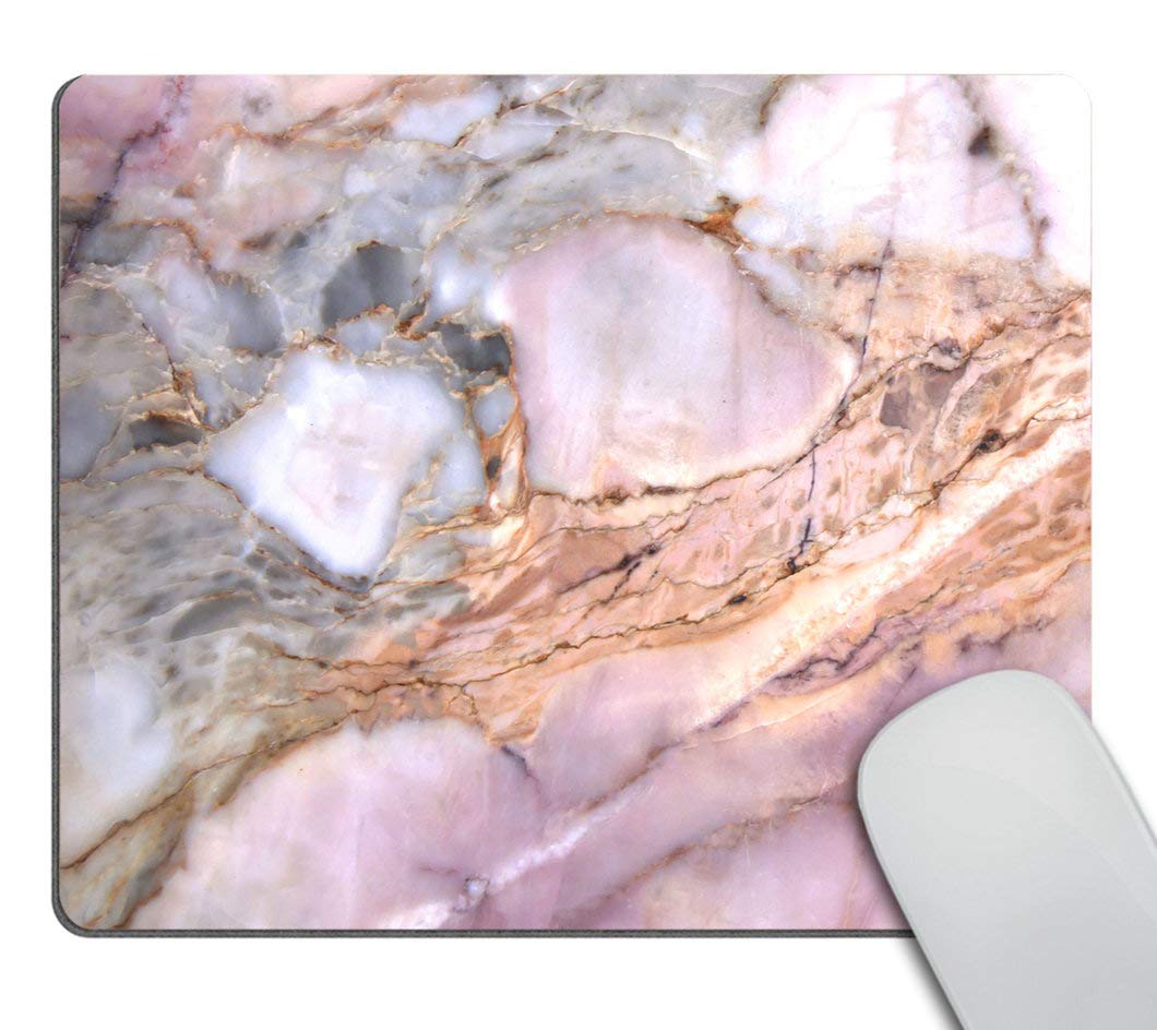 Smooffly Office Mousepad Rectangle Mousepad White Gold Marble Pad Pink Marbled Mouse Pad Rose Gold For Her Marble Desk