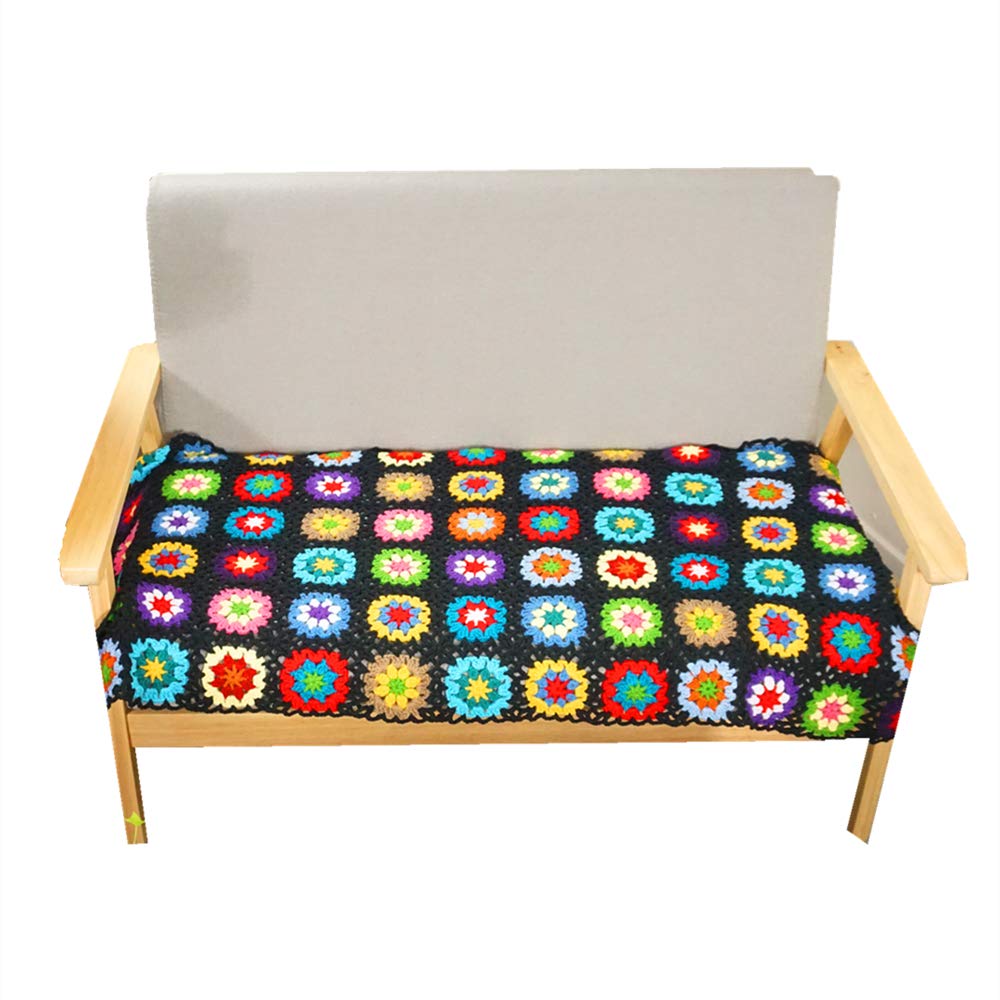 Handmade Crochet Black Throw Blanket Granny Blanket Sweater Style Year Round Gift Travel Accent Throw for Sofa Comforter Couch B
