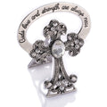 Crystaled Beside Cross Silver Tone 3 x 2 Zinc Metal Collectible Figurine