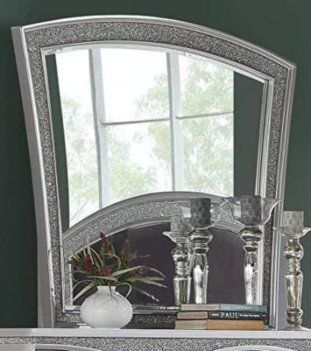 Acme Maverick Wooden Mirror In White Platinum